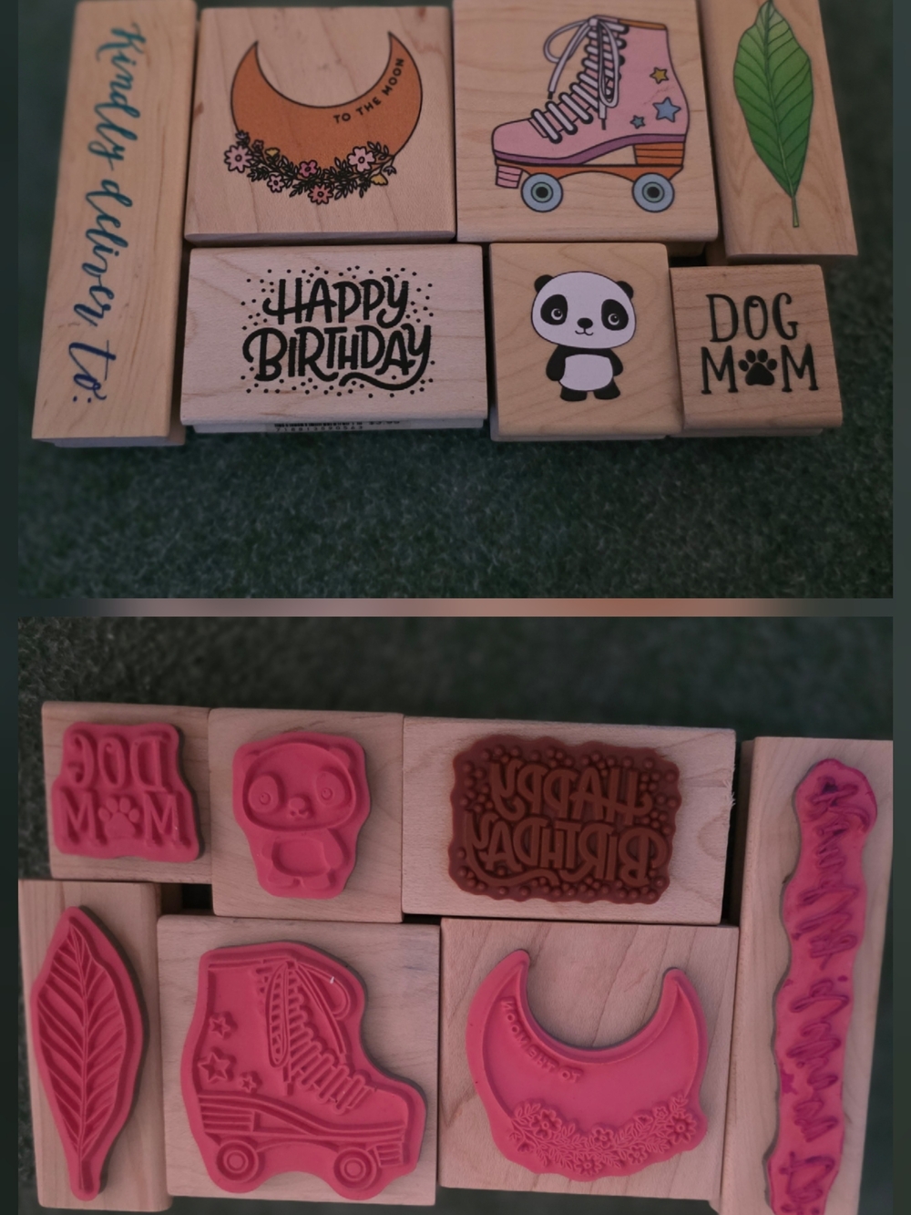 Hobby Lobby Pink & Natural Wooden Kids Stamp Set
